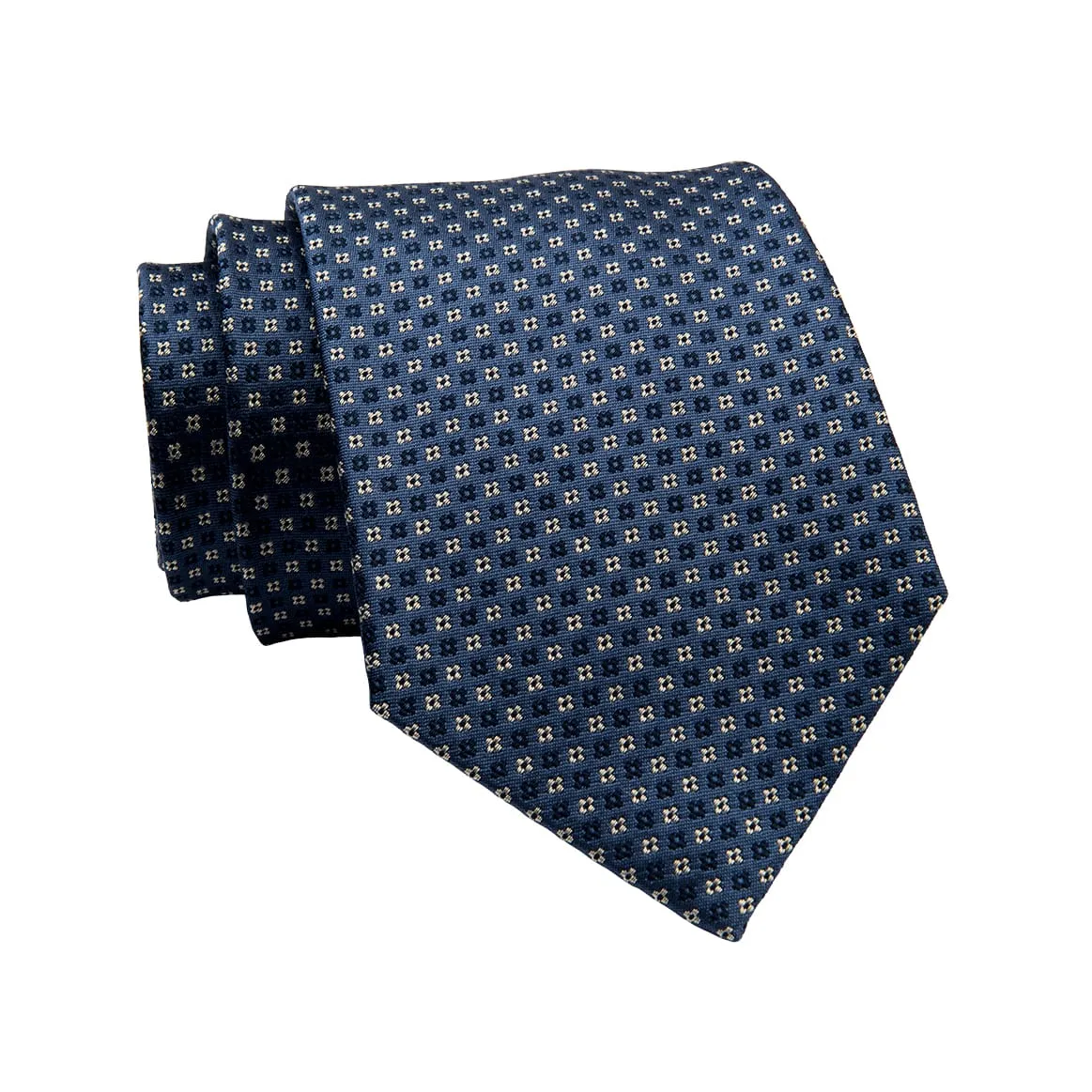 Dorchester Foulard Silk Tie, Bluish Grey / Navy / Silver