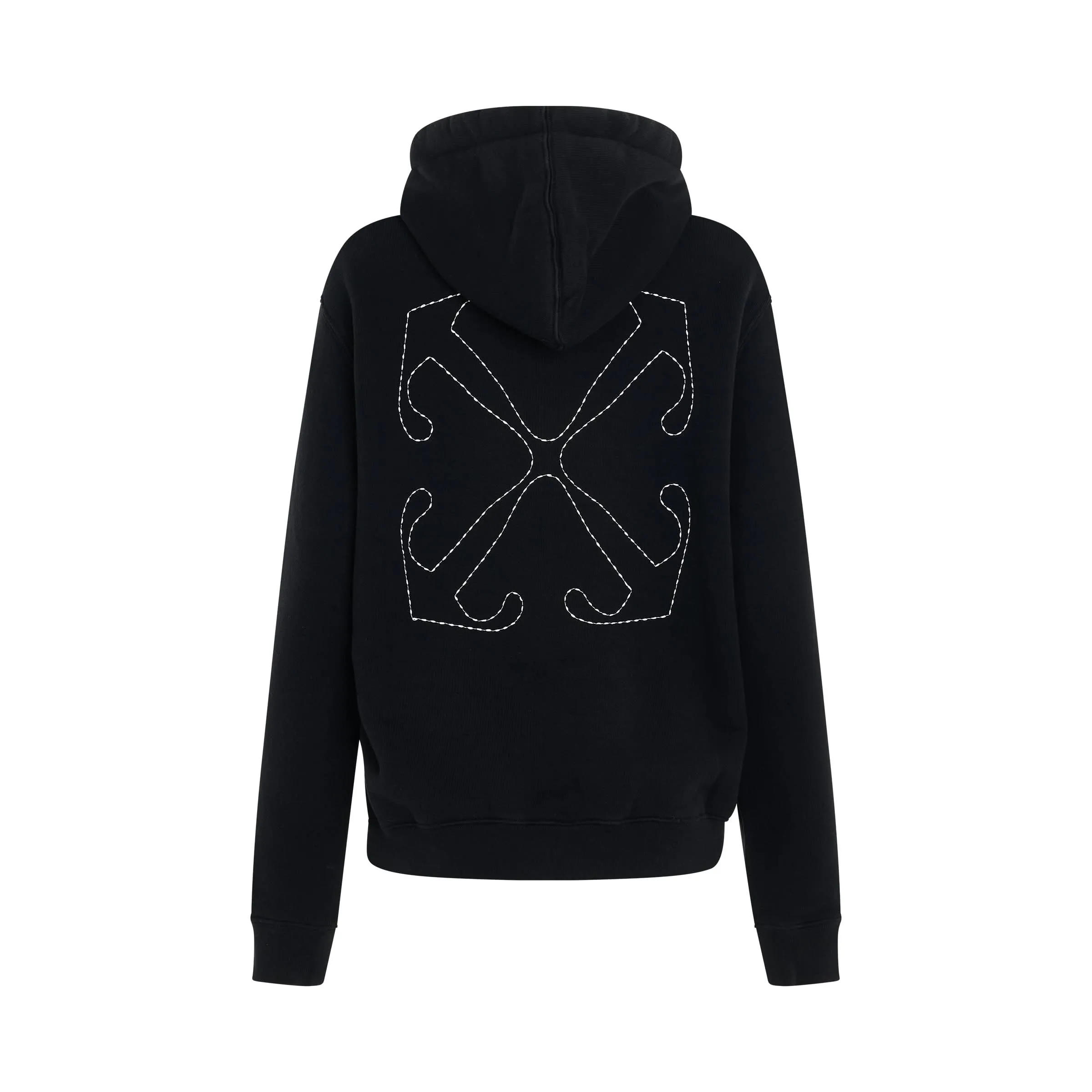 Embroidered Stitch Arrow Regular Fit Hoodie in Black