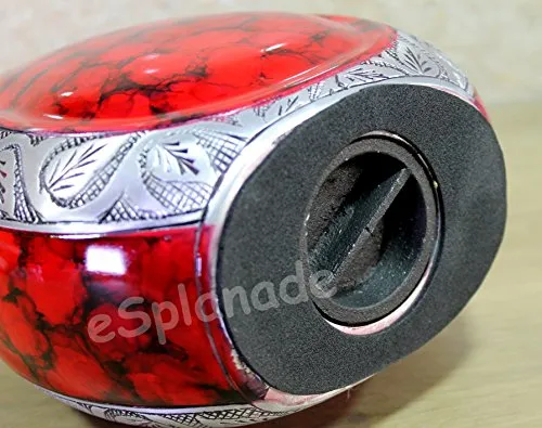 Esplanade Metal Cremation Urn Memorial Jar Pot Container 10 Inches Fiery Red