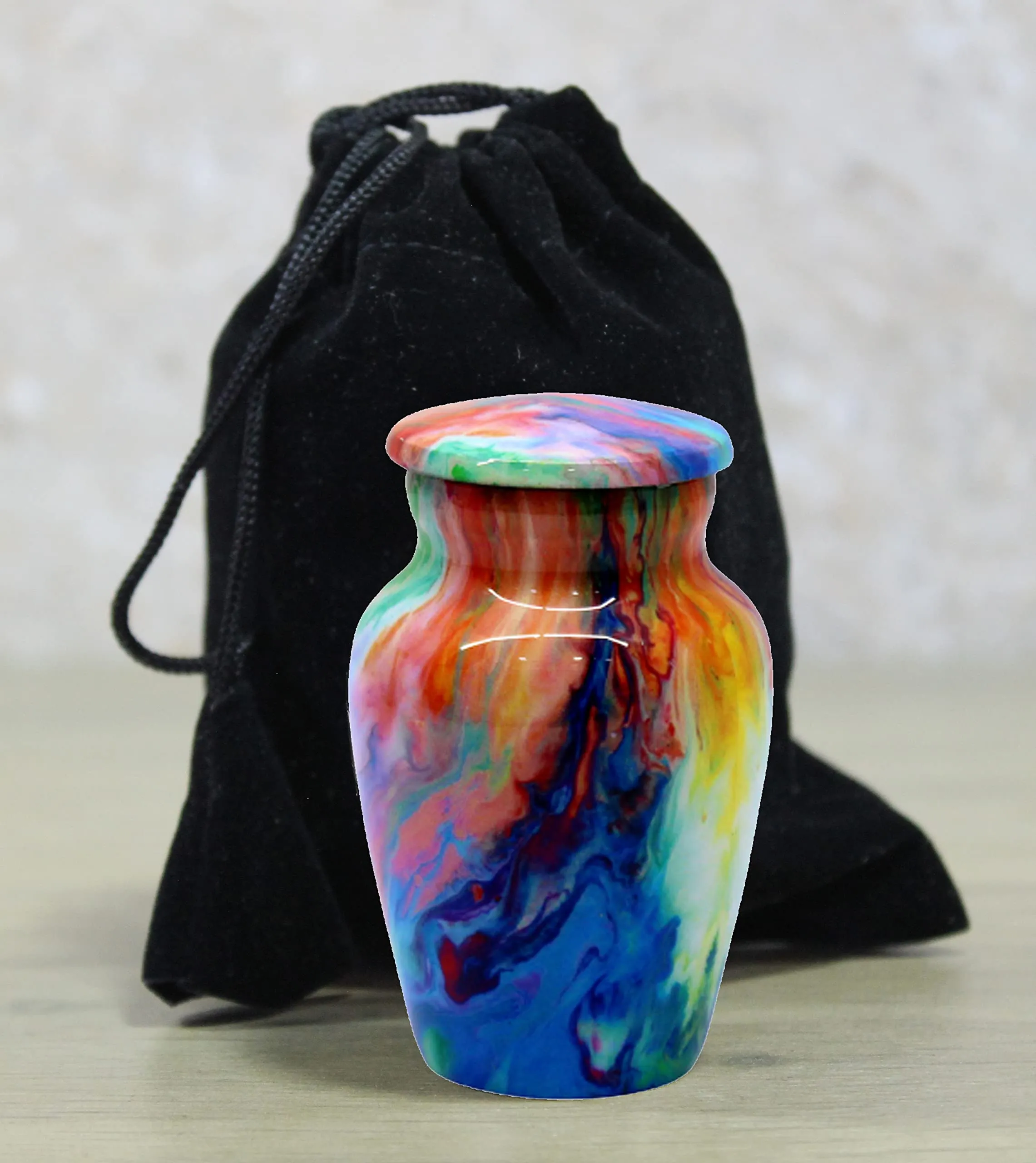 Esplanade Metal Mini Cremation Urn Keepsake Memorial Jar 3 Wave Multicolor