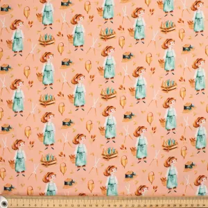 Fantasy Childhood Series Village Girl Orange Cotton Prints