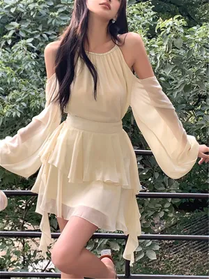 Fashionkova Two Piece Sets Summer Women 2024 New Korean Fashion Elegant Party Mini Skirt   Off Shoulder Tops Suits France Sweet Outfits