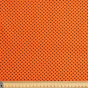 Geometric & Dots Collection Black Spots on Orange Cotton Prints