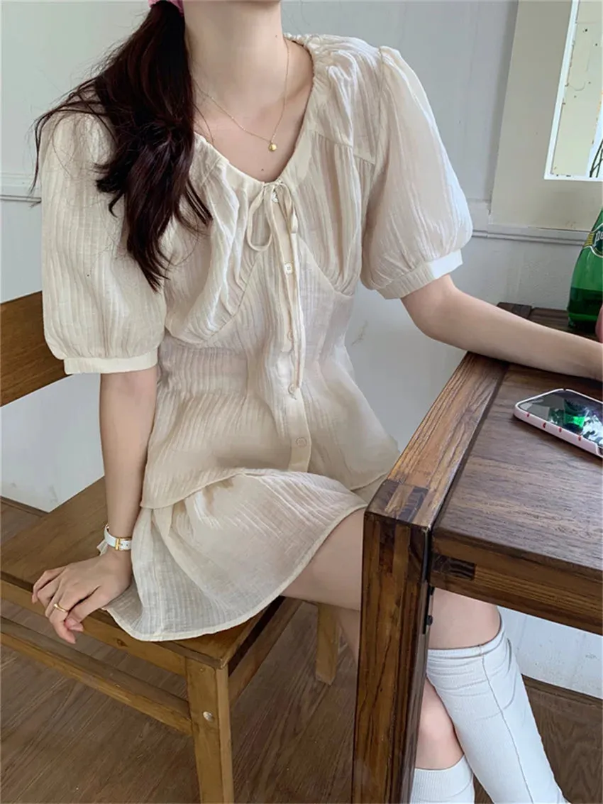 Girlary Apricot Women Sweet Suits Elegant Summer Daily Office Lady Solid Shirts Slim All Match Loose Shorts Gentle Sets