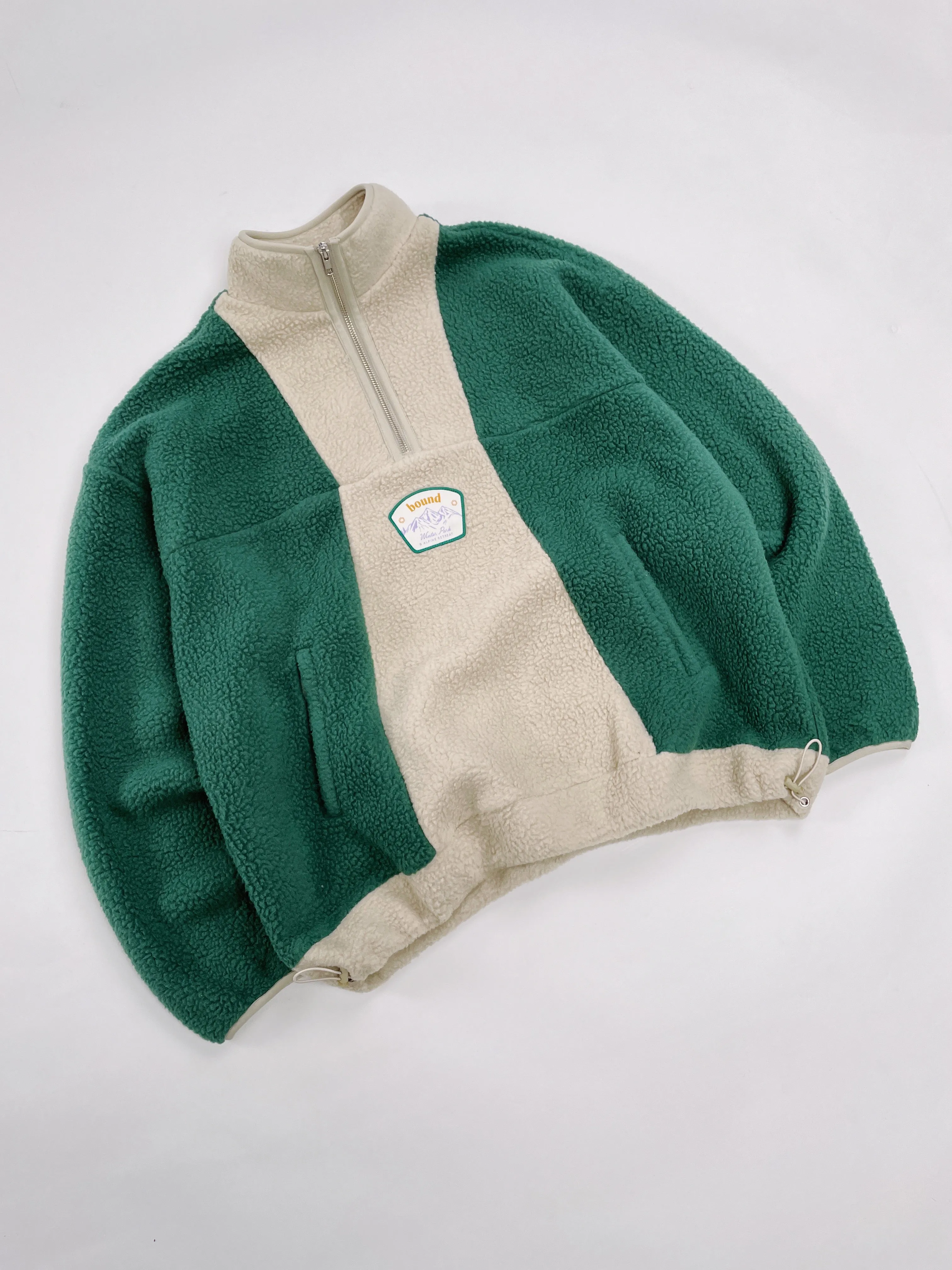 GREEN PANEL RETRO FLEECE PULLOVER