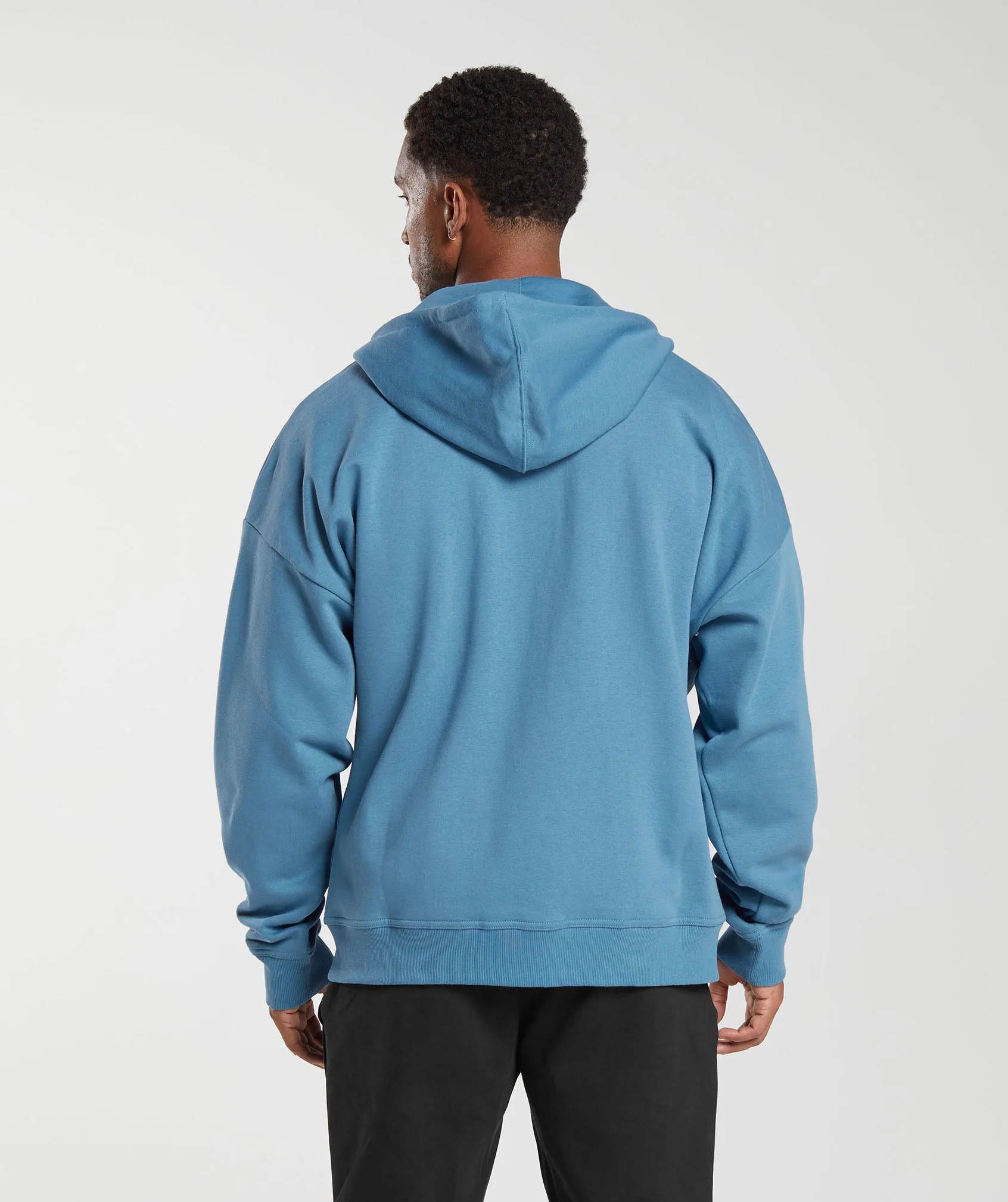 Gymshark Crest Oversized Zip Up Hoodie - Denim Blue