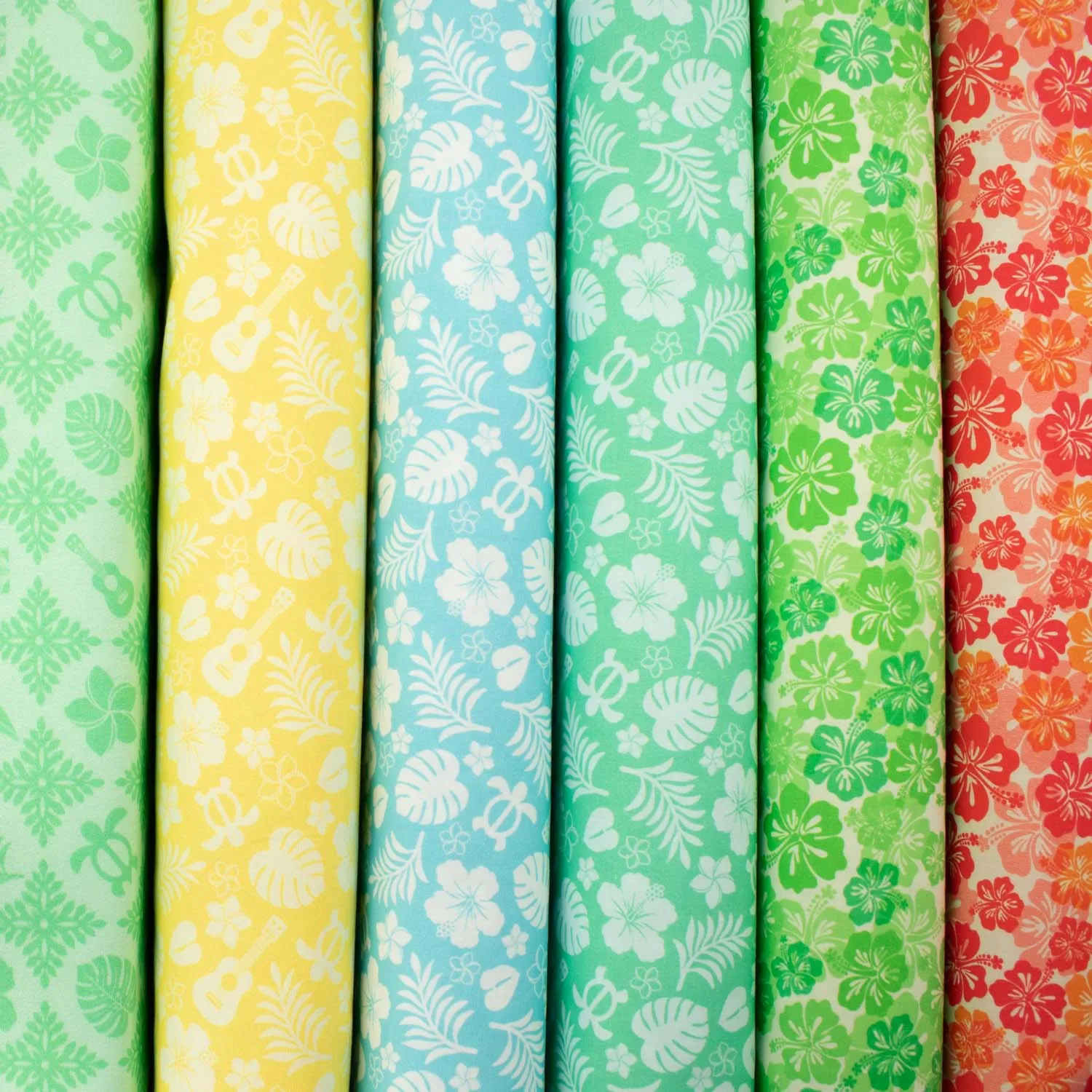 Hawaii Style Collection #13 Flower, Leaves & Sea Life on Pink Cotton Prints