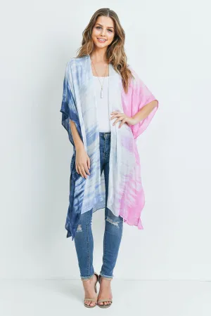 Hdf3173 - Tie Dye Ombre Open Front Kimono