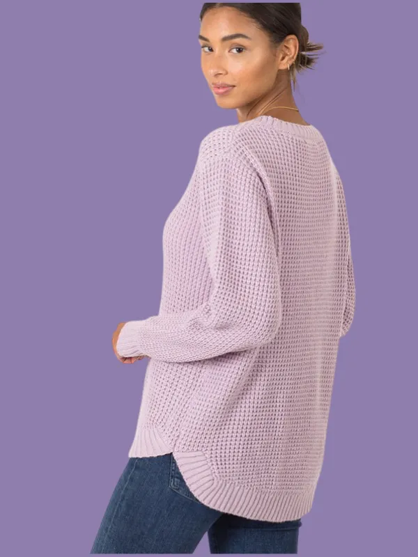 High Low Waffle Sweater