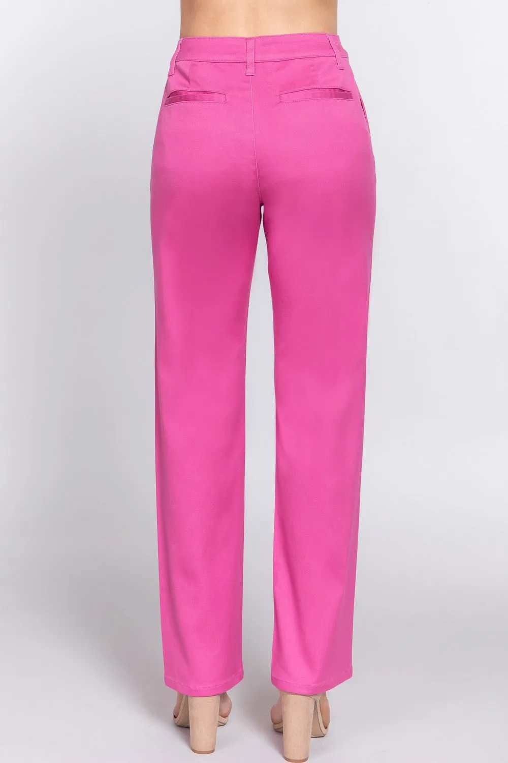 High Waist Straight Twill Pants