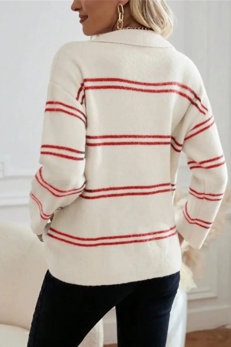 HWS1152 Classic Stripe Collar Sweater