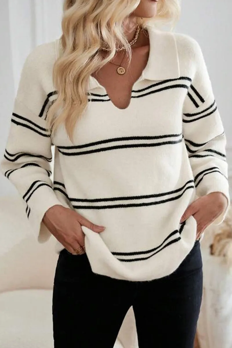 HWS1152 Classic Stripe Collar Sweater