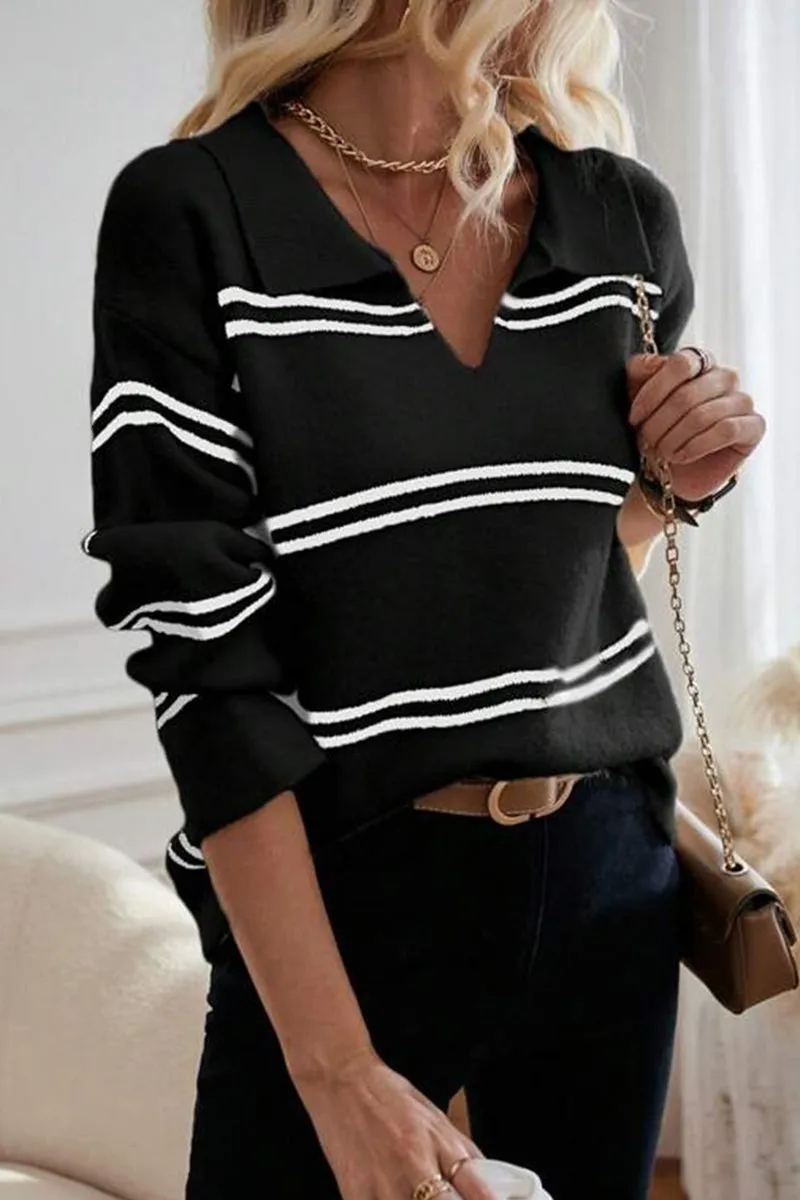 HWS1152 Classic Stripe Collar Sweater