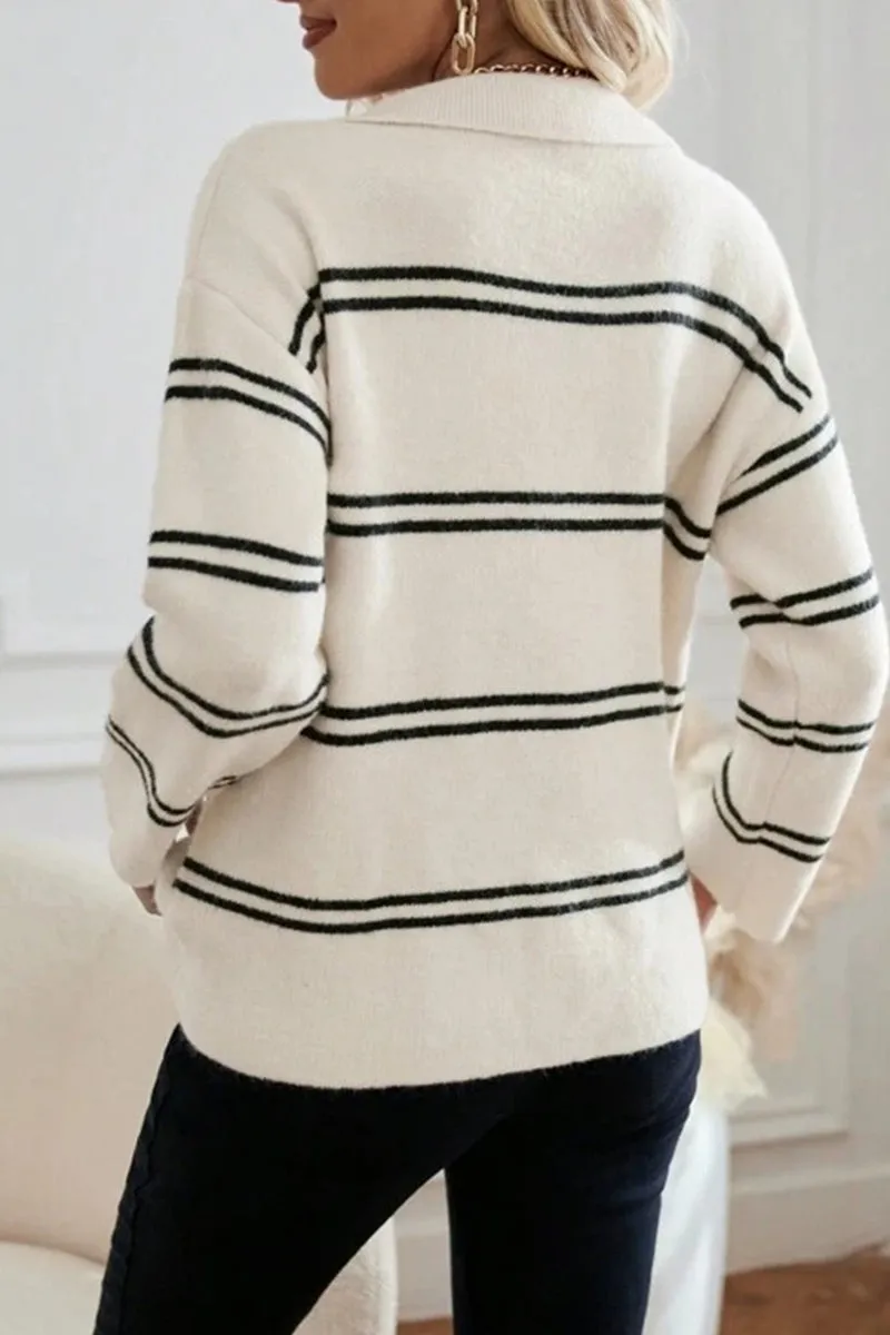 HWS1152 Classic Stripe Collar Sweater