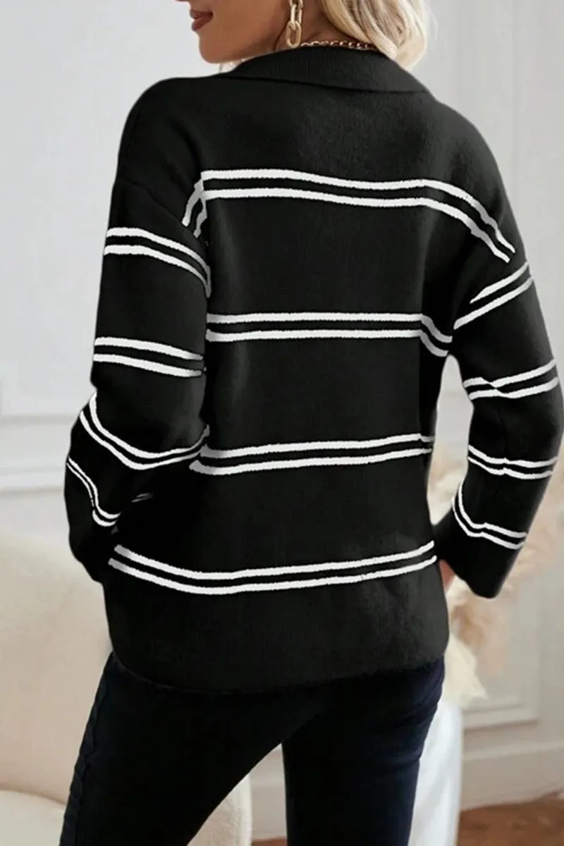 HWS1152 Classic Stripe Collar Sweater