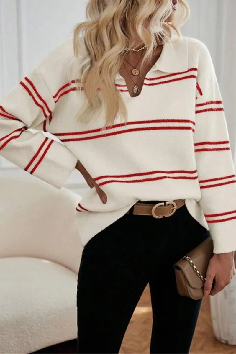 HWS1152 Classic Stripe Collar Sweater