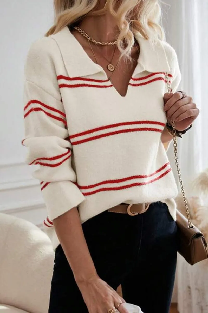 HWS1152 Classic Stripe Collar Sweater