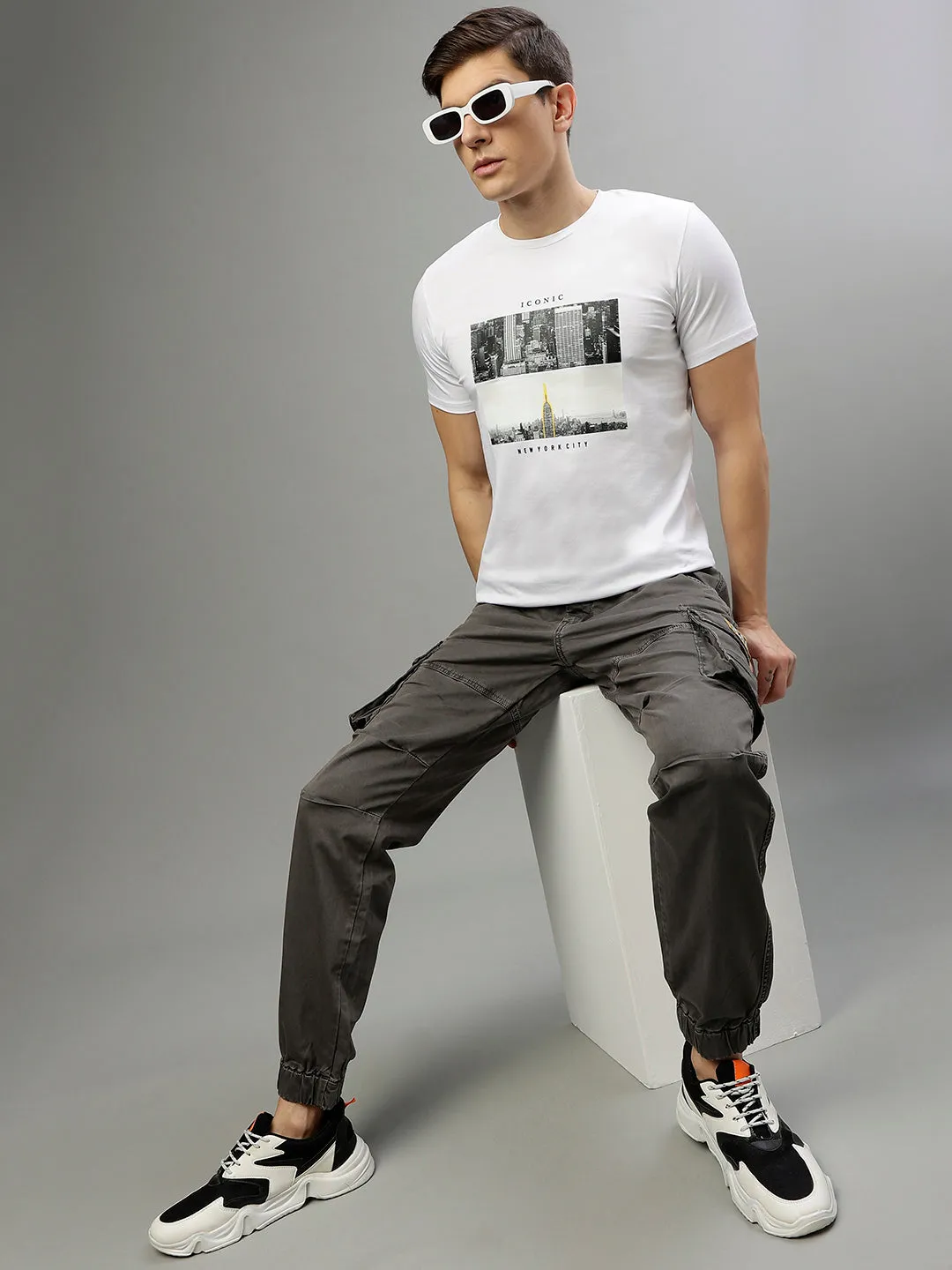 Iconic White Fashion Printed Regular fit T-Shirts