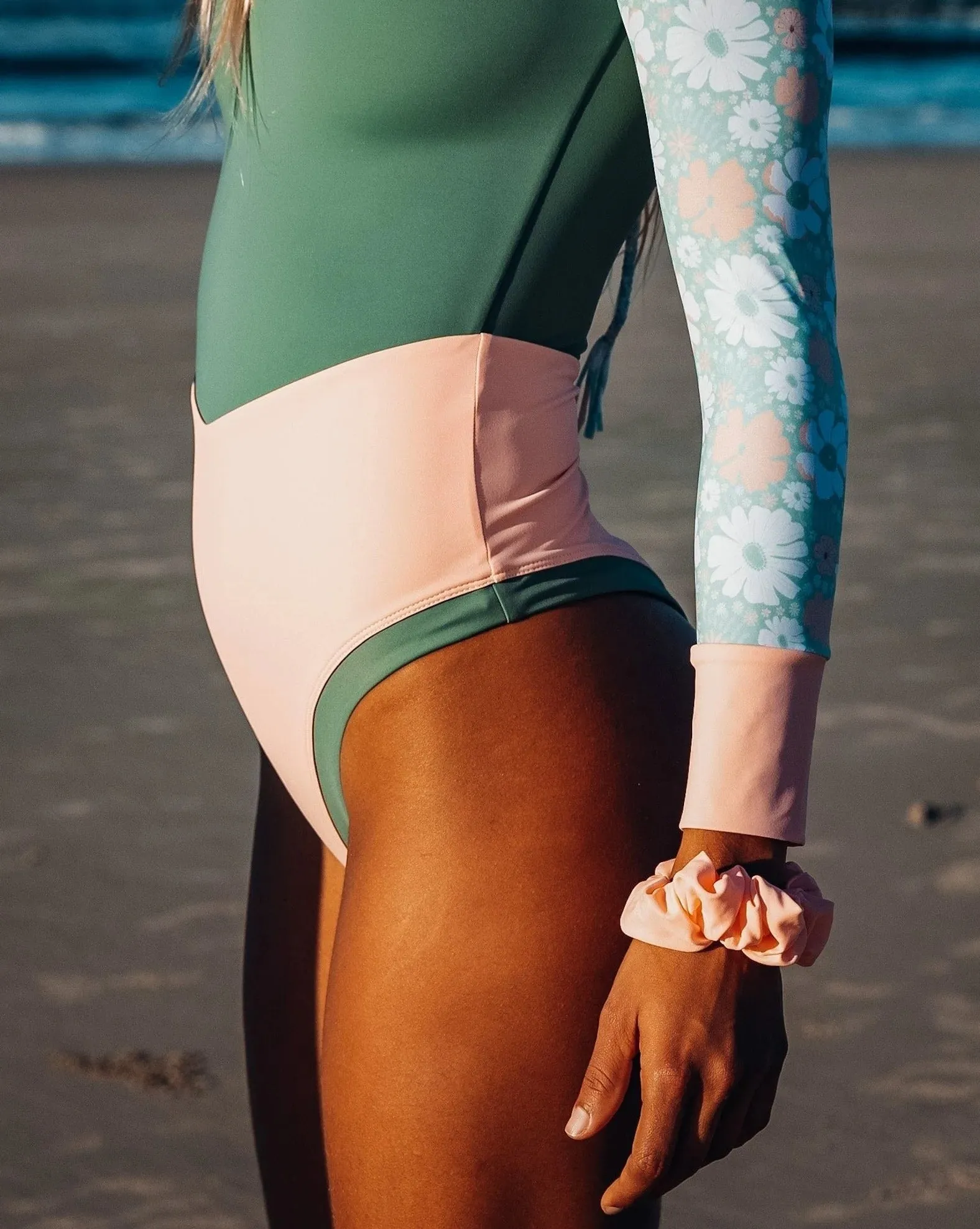 Lobitos Surf Suit (Front Zip) - Long Sleeve - "The Green Goddess" (Cheeky)