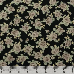 Mauve Painted Roses Cotton Print