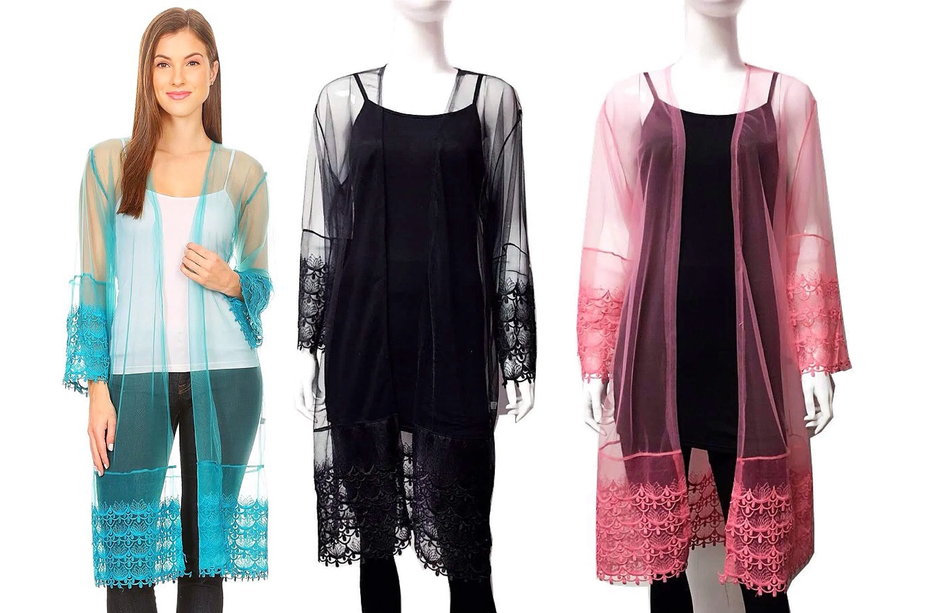 Mesh Lace Kimono Cardigan