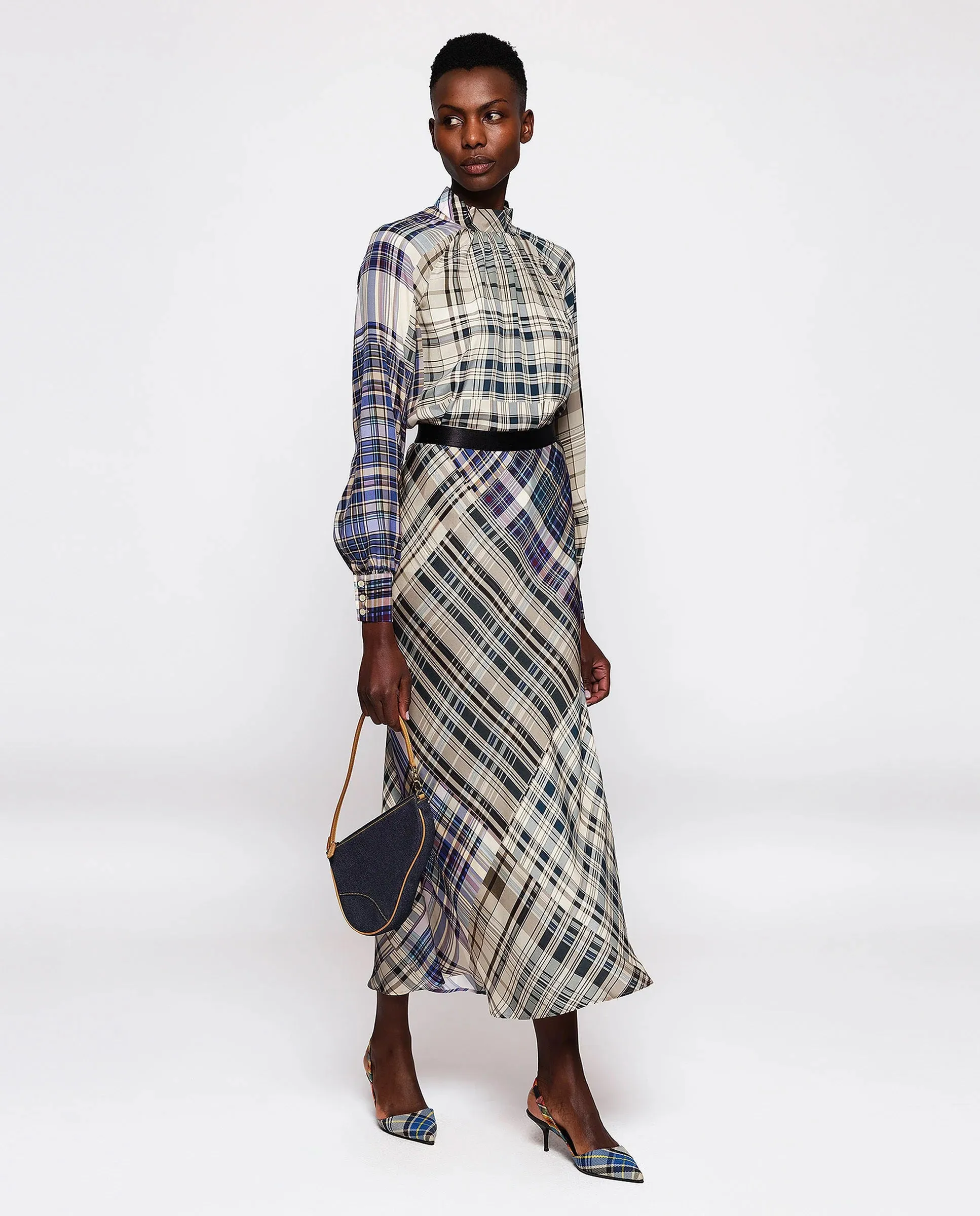 MIRTO 1956 - BLUE PLAID MIDI SKIRT