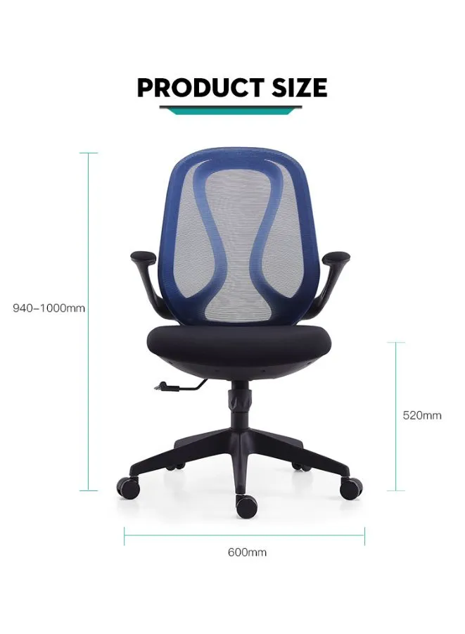 Modern Stylish Middle Back Mesh Office Chair with Elegant Design and Black Frame for Office and Home, Blue