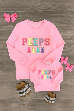 Mom & Me - "Peeps" Pink Chenille Patch Top