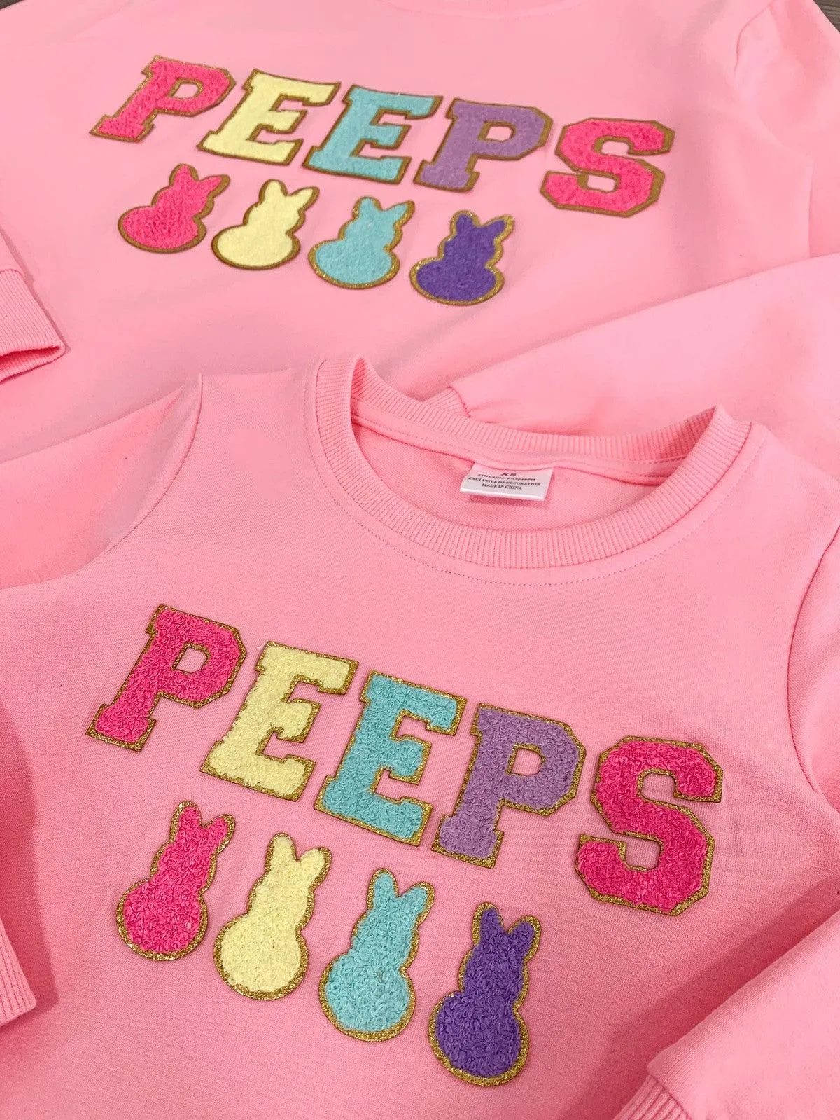 Mom & Me - "Peeps" Pink Chenille Patch Top