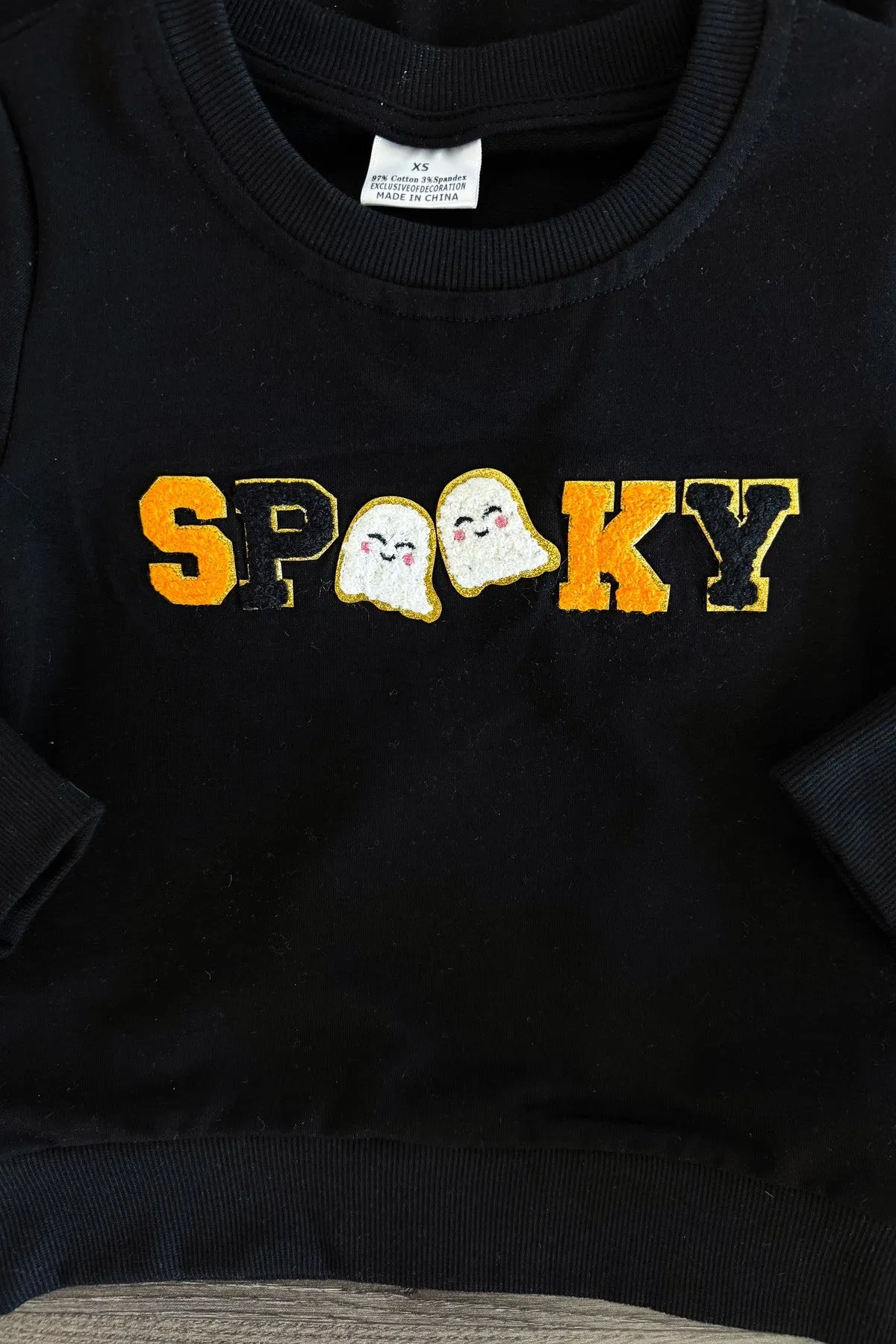 Mom & Me - "Spooky" Black Chenille Patch Top