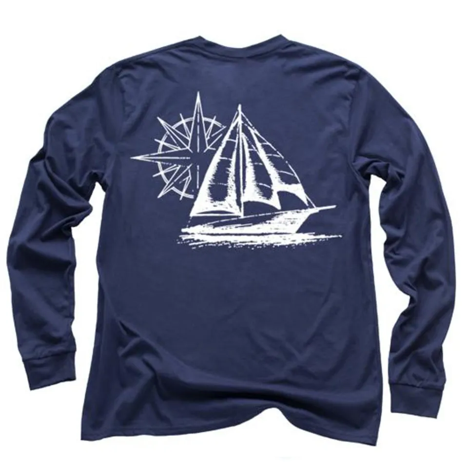 Nautical Sailing Long Sleeve Dark Shirt (w/ Free Necklace)