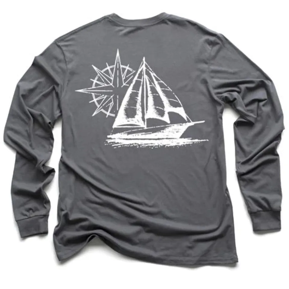 Nautical Sailing Long Sleeve Dark Shirt (w/ Free Necklace)