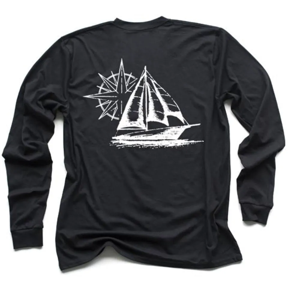 Nautical Sailing Long Sleeve Dark Shirt (w/ Free Necklace)