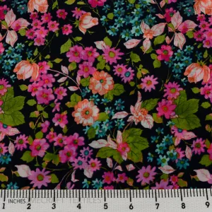 Navy Bright Bloom Cotton Print