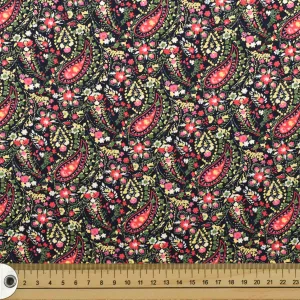 Navy Medium Paisley Cotton Print