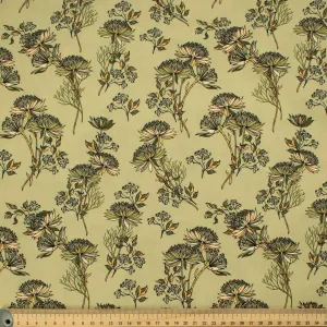 Old World Plants Collection #03 Floral on Olive Green Cotton Prints