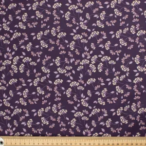 Old World Purple Collection #02 Small Yellow Wattle Flower on Purple Cotton Prints