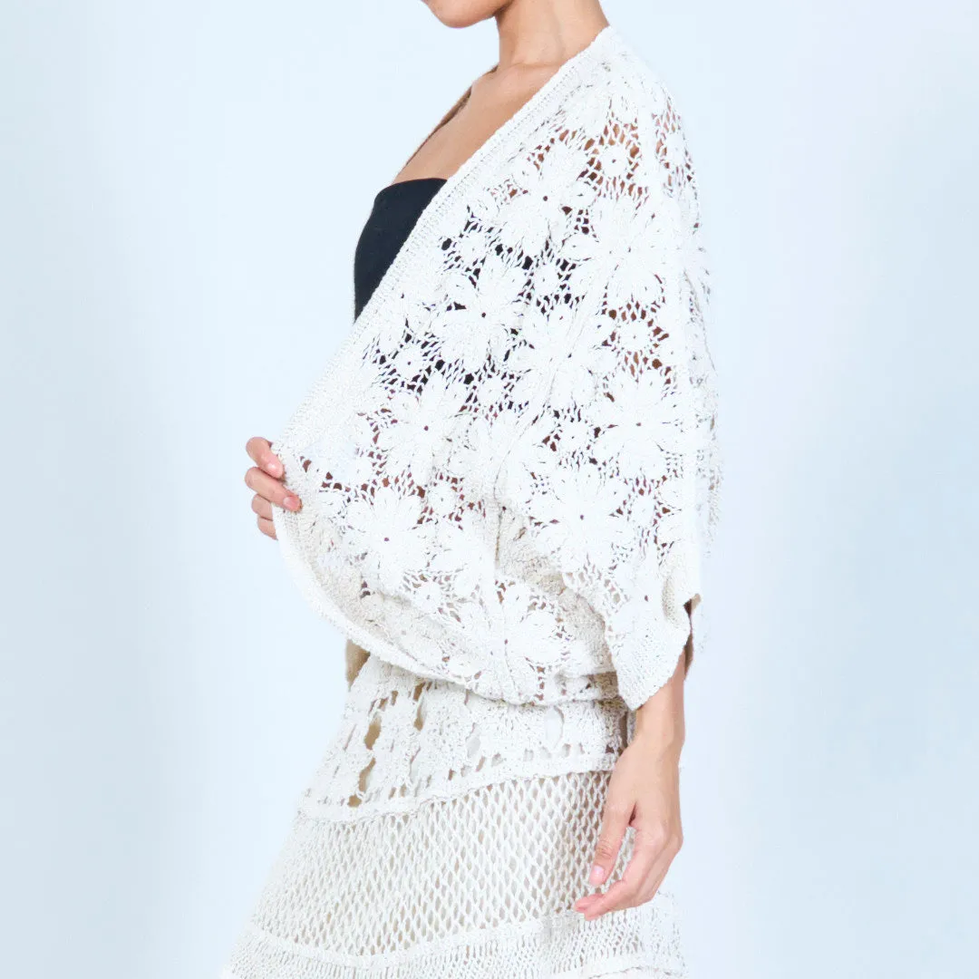 Open-front floral crochet cardigan wholesale