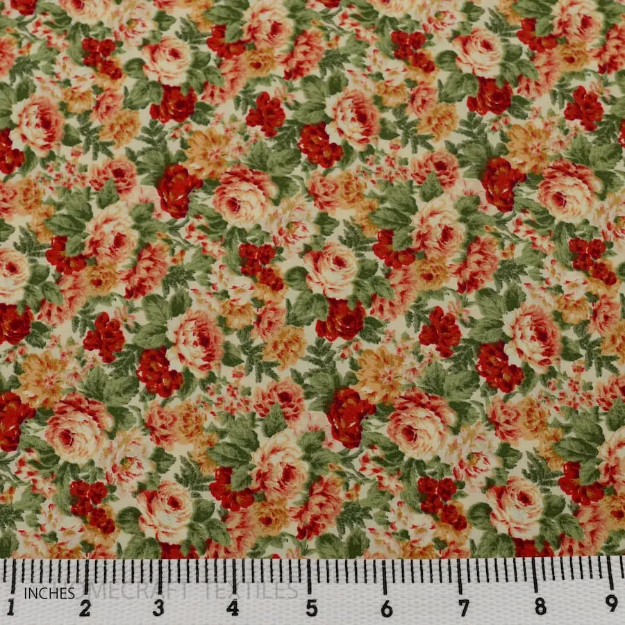 Orange Meadow Floral Cotton Print