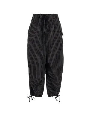 OVERDYED STRIPES KNEE TUCK WIDE PANTS