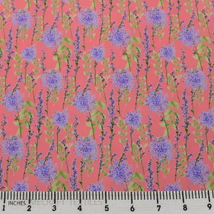 Peach Lavender Branch Floral Cotton Print