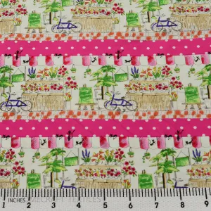 Pink Summer Market Stripe Cotton Print