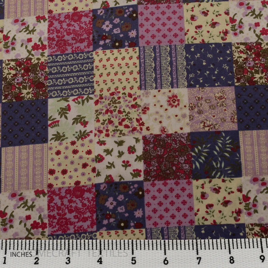 Plum Floral Patchwork Cotton Print