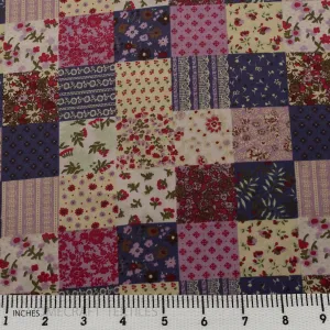 Plum Floral Patchwork Cotton Print