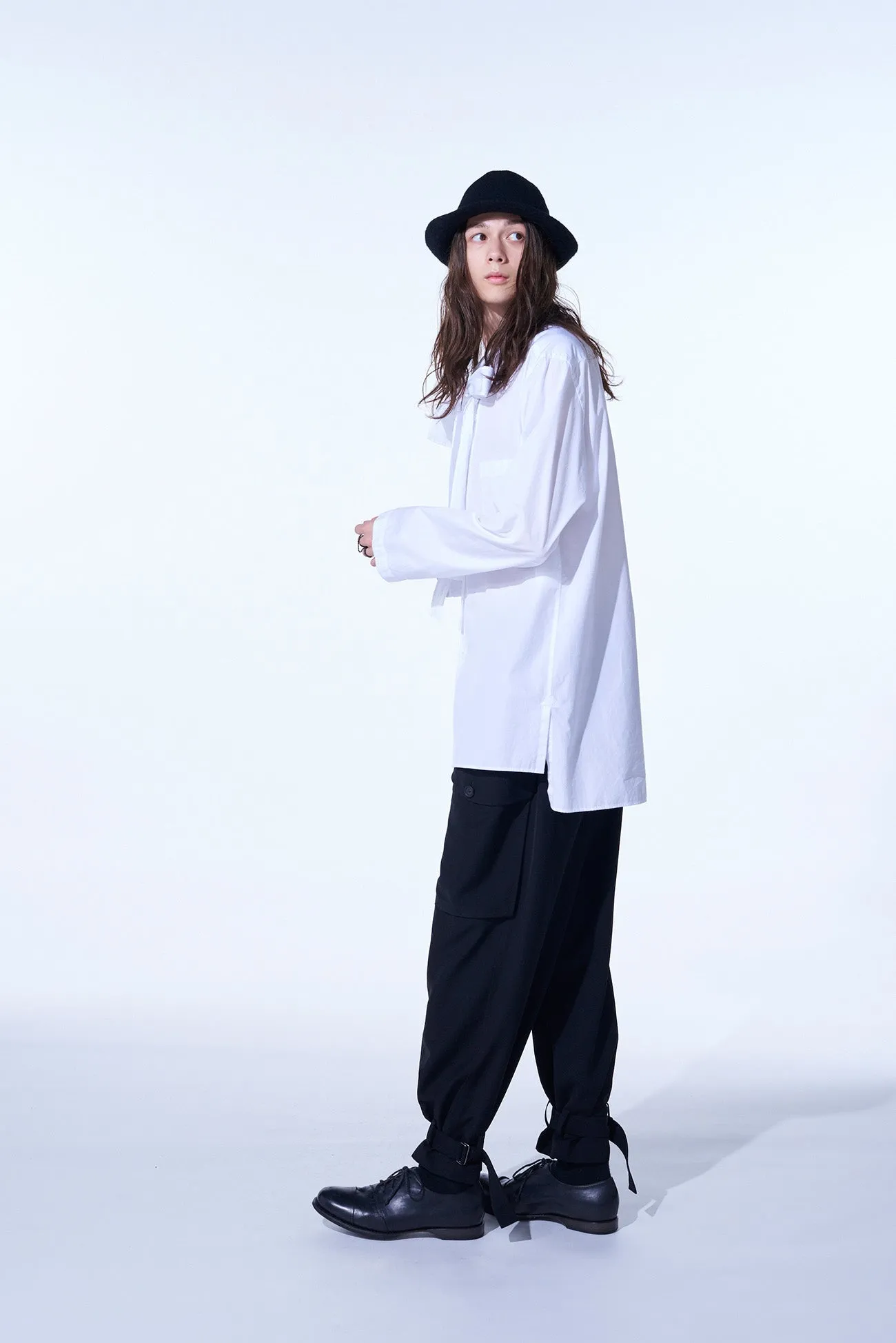 POLYESTER GABARDINE CARGO PANTS WITH BELTED HEMS