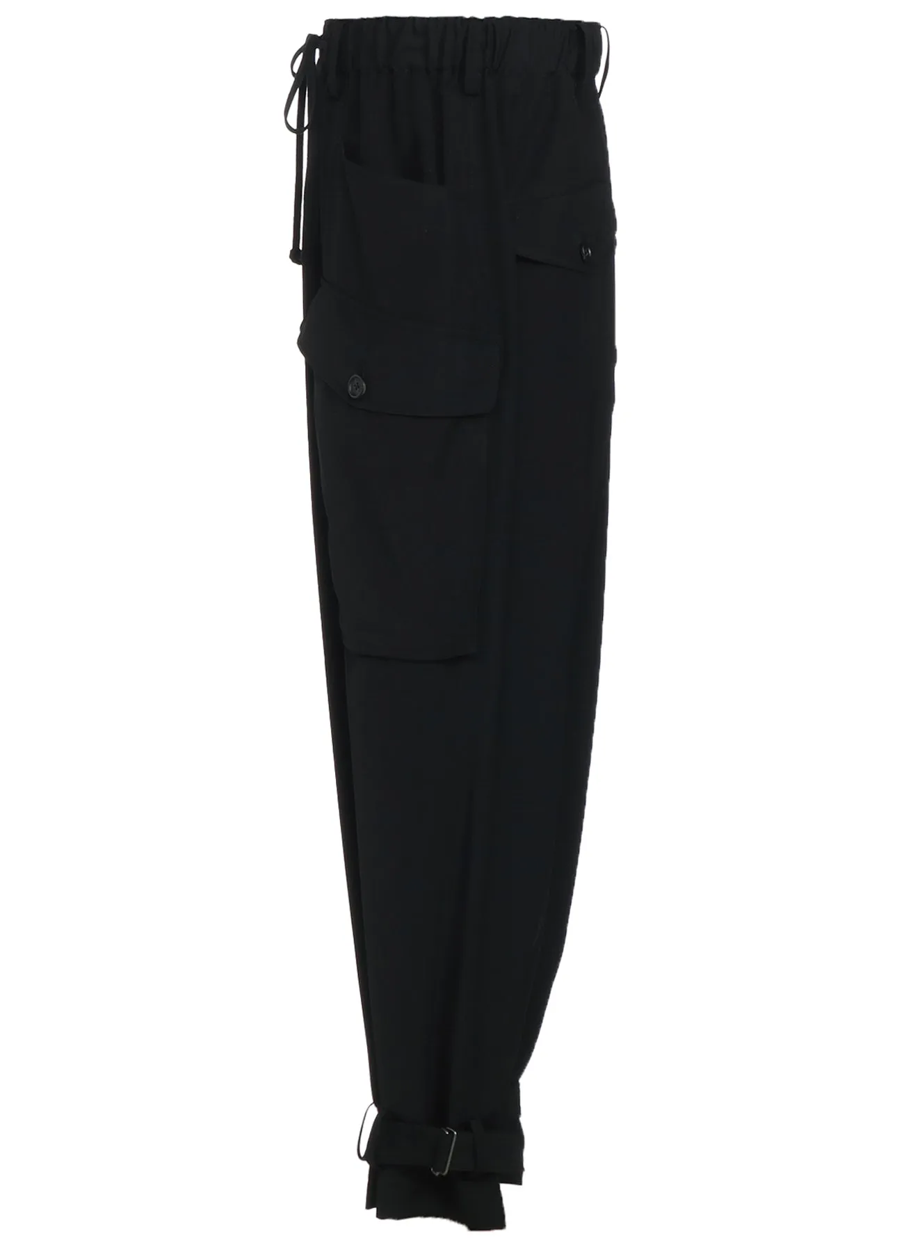 POLYESTER GABARDINE CARGO PANTS WITH BELTED HEMS