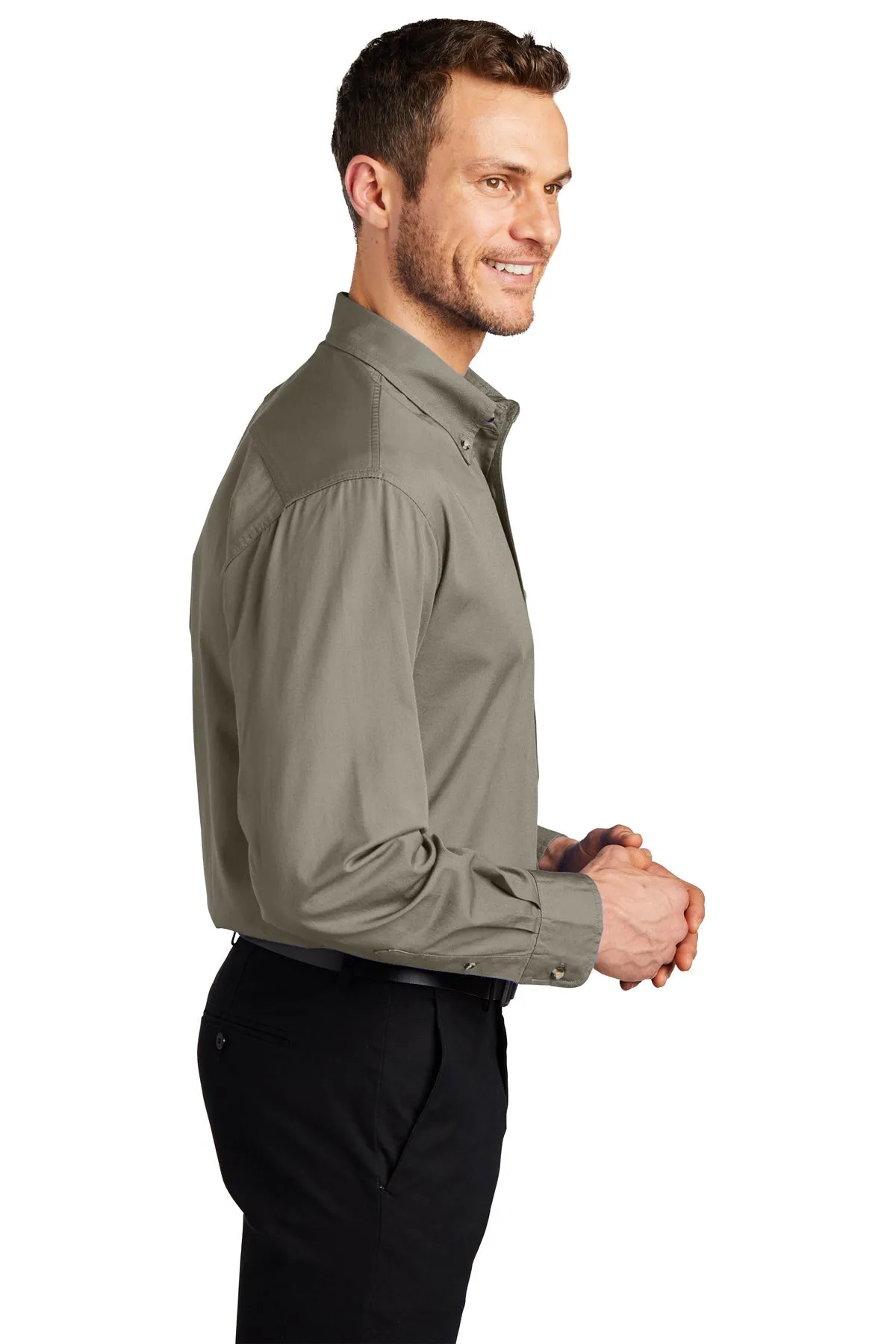 Port Authority Tall Branded Twill Shirts, Khaki