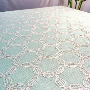 Premium Light GreenFloral Handloom Tweed Fabric