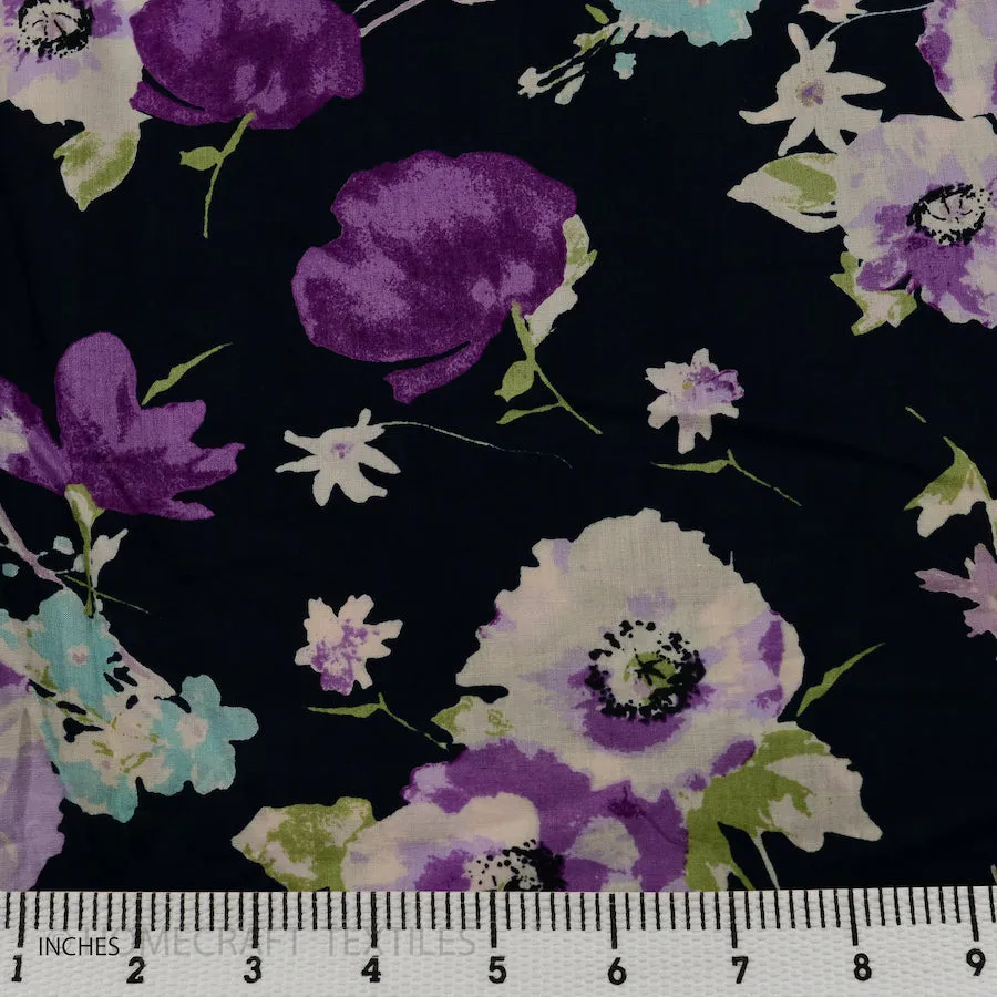 Purple Large Floral Cotton Print