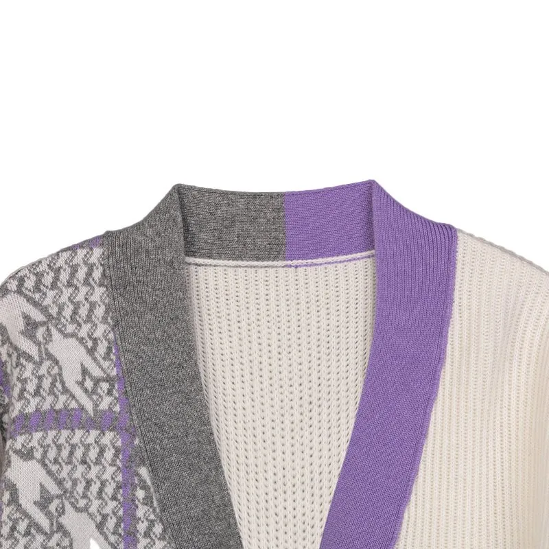 Purple Woolen Knitted Cardigan